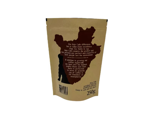 คอมพอสเตอบัล biodegradable Standup Flat Bottom Kraft Paper อาหารบรรจุ ซิปเปอร์ กระเป๋าสะพาย Custom พิมพ์กระเป๋ากาแฟกับวาล์ว
