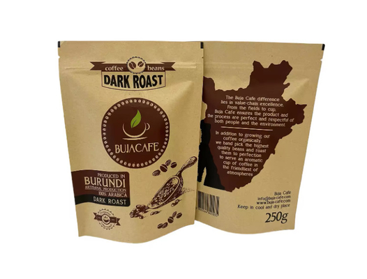 คอมพอสเตอบัล biodegradable Standup Flat Bottom Kraft Paper อาหารบรรจุ ซิปเปอร์ กระเป๋าสะพาย Custom พิมพ์กระเป๋ากาแฟกับวาล์ว