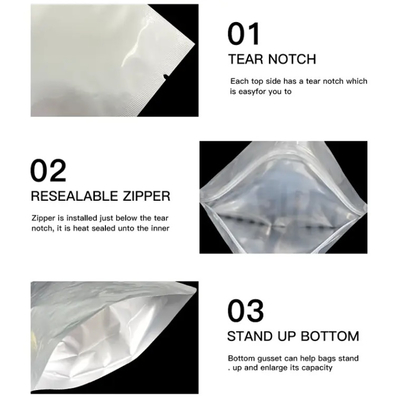 เงินอาหารเกรด ออโตคลาฟ วาคูม ความร้อน ปิด ปูนโฟลยอลูมิเนียม Mylar กระเป๋าเปิดด้านบนการบรรจุ อาหารหลากหลาย การเก็บอาหาร Retort กระเป๋า