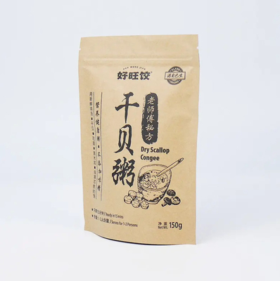 โฟลยอลูมิเนียม ซีปเปอร์ ท็อป ยืนขึ้นกระเป๋าด้วยความร้อน Seal กระดาษ Kraft PET PE พลาสติกสําหรับบรรจุอาหาร