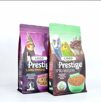 การพิมพ์โลโก้ตามสั่ง Eco Friendly Side Gusset Ziplock พลาสติกแห้งสุนัข ปลา แมว ปลาสัตว์เลี้ยง อาหารพื้นเรียบ กระเป๋าอาหารนกป่า