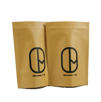 Doypack Ziplock สีน้ําตาล สีขาว กระดาษงานอาชีพ Kraft ถุงยืน อาหาร ขาว ชา กาแฟ แพคเกจ กระเป๋าซิป