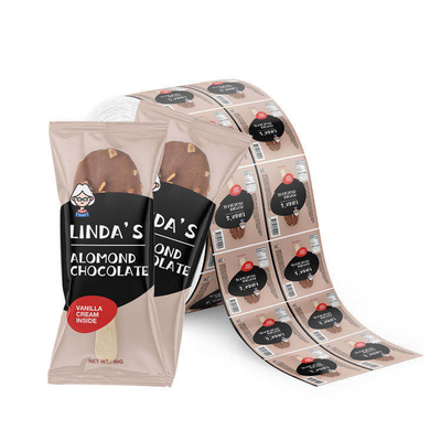 ฟิล์มม้วนพลาสติกบรรจุภัณฑ์อาหารพิมพ์ลายแบบกำหนดเอง ฟิล์มม้วนเคลือบอลูมิเนียมฟอยล์สำหรับบรรจุภัณฑ์ไอศกรีม