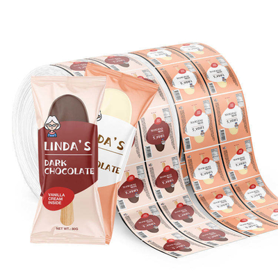 ฟิล์มม้วนพลาสติกบรรจุภัณฑ์อาหารพิมพ์ลายแบบกำหนดเอง ฟิล์มม้วนเคลือบอลูมิเนียมฟอยล์สำหรับบรรจุภัณฑ์ไอศกรีม