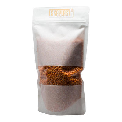 กระเป๋าหนังวัวสีขาว (กระเป๋ายืน) พร้อมหน้าต่างเล็ก กระเป๋าซิปพิมพ์ตามสั่ง กระเป๋ายืนกระดาษครัฟท์/กระเป๋าบรรจุอาหาร