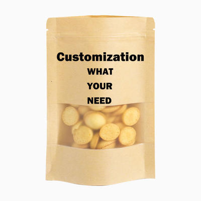 บรรจุภัณฑ์ที่เป็นมิตรต่อสิ่งแวดล้อม สําหรับเมล็ดกาแฟ ชา อาหารอาหารว่าง กระดาษครัฟท์ กระดาษใส ยืนขึ้น ซิปล็อคล็อค