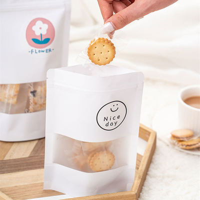 Eco-Friendly Packaging For Coffee Beans Tea Food Snacks Kraft Paper Clear Stand-Up Resealable Zip Lock Custom Logo