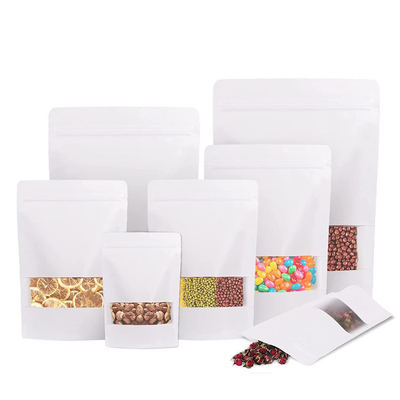Eco-Friendly Packaging For Coffee Beans Tea Food Snacks Kraft Paper Clear Stand-Up Resealable Zip Lock Custom Logo