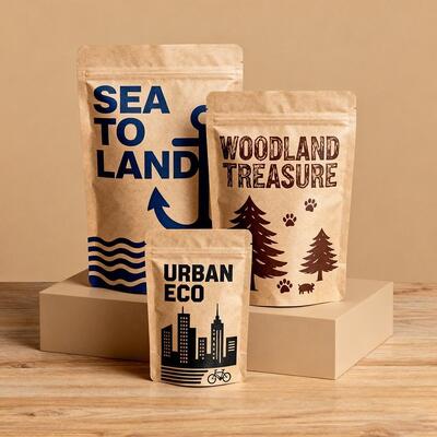 กระดาษไครฟอฟท์สีขาวที่กําหนดเอง สะอาดต่อสิ่งแวดล้อม กระเป๋าอาหาร Pla กระเป๋ากาแฟ ถุงยืนขึ้น Ziplock กระเป๋าที่มีซิป biodegradable