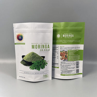 ถุงบรรจุอาหารซิปเปอร์ที่ปิดใหม่ ถุงยืนขึ้น ถุงบรรจุพัสดุผงพลาสติก