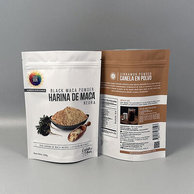 ถุงบรรจุอาหารซิปเปอร์ที่ปิดใหม่ ถุงยืนขึ้น ถุงบรรจุพัสดุผงพลาสติก