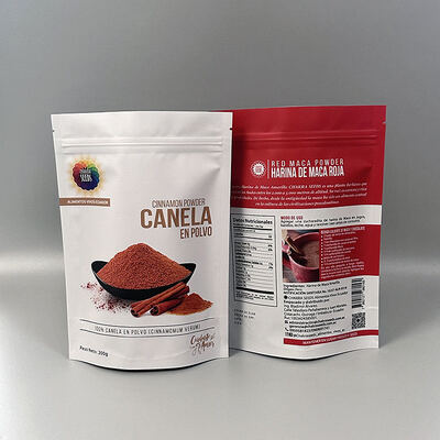 ถุงบรรจุอาหารซิปเปอร์ที่ปิดใหม่ ถุงยืนขึ้น ถุงบรรจุพัสดุผงพลาสติก