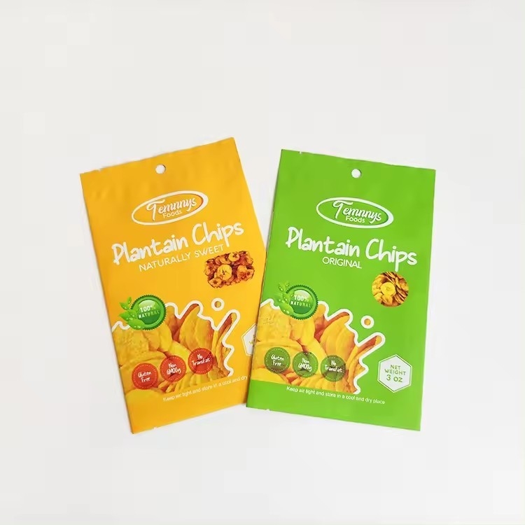 3.5 กระเป๋า Mylar กระเป๋าป้ายความร้อนที่พิมพ์ตามสั่ง อาหารว่าง ชิ้นกล้วย 3 ด้าน
