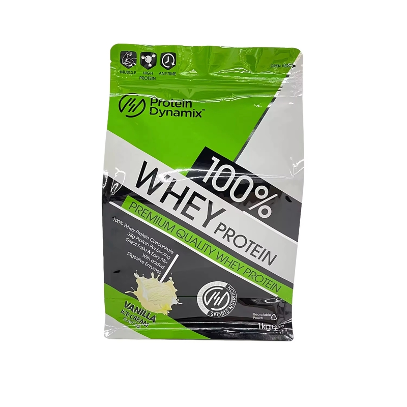 โปรตีนแอคทีฟ พลัส กระเป๋าแผ่นอลูมิเนียม Custom Printed Stand Up Whey Protein Powder Packaging Bags กระเป๋าที่มีซิป