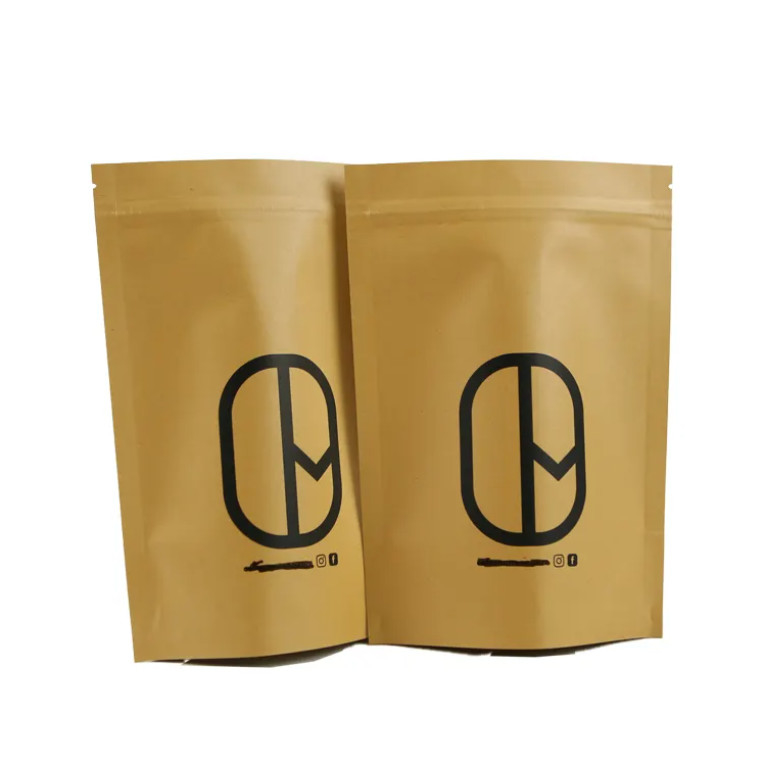 Doypack Ziplock สีน้ําตาล สีขาว กระดาษงานอาชีพ Kraft ถุงยืน อาหาร ขาว ชา กาแฟ แพคเกจ กระเป๋าซิป