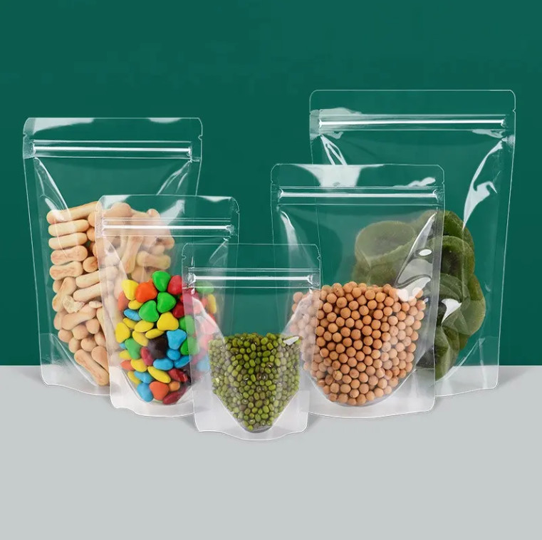 อาหาร Ziplock ชัดเจน Custom Print ยืนขึ้น กระเป๋า Zip Lock แพคเกจพลาสติกกระเป๋าโปร่งใสกับ Zipper