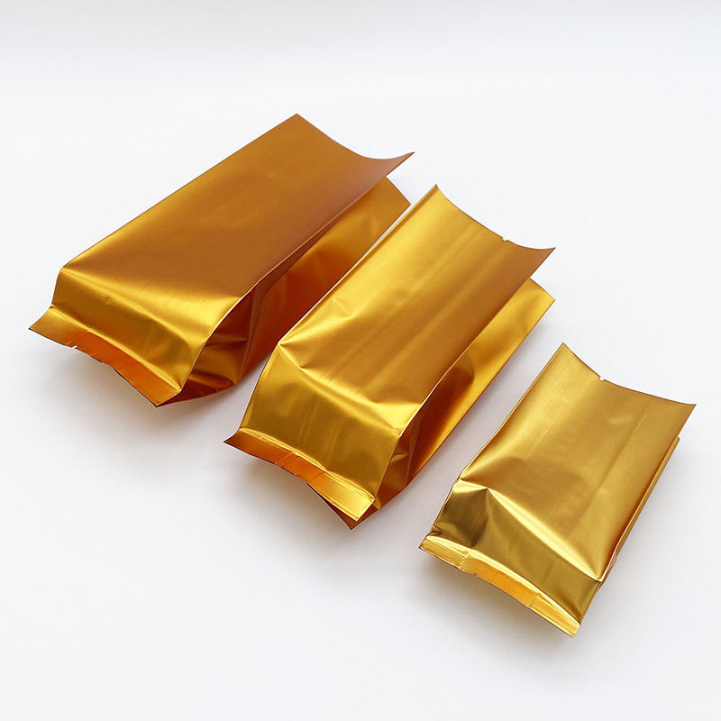 ถุงชาฟอยล์อลูมิเนียมแบบมีก้นแบนและเป้าด้านข้างพร้อมโลโก้ที่กำหนดเอง พร้อมการซีลด้วยความร้อน CPP & PE บรรจุภัณฑ์อาหารพลาสติก